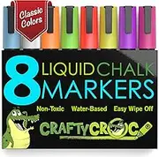 Liquid Chalk Markers for Blackboards - Use as Glass Window Markers, Mirror Pens, Blackboard or Chalkboard Markers - 8 Bold Neon Colors - Wet or Dry Erase Chalk Pens for Easy Clean Up