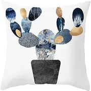 Cushion covers Cushion Covers 40cm x 40cm Yellow Pink Lines Cushion Covers Invisible Zipper Sofa Cushions Outdoor Cushions Garden Cushions Decorative Pillows Square Pillow Case(Marble Blue Plant,(50x5