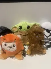 5 x Star Wars Disney Plush 18cm: Darth Vader Grogu Chewbacca Ewok Stormtrooper