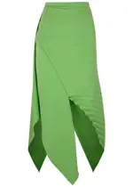 A.W.A.K.E Mode Pleated Asymmetric Midi Skirt - Green - 8 8