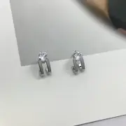 925 Silver Plated CZ Cubic Zirconia Stud Earrings for Men Women
