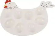 Easter Deviled Egg Plates - 8 Egg Ceramic Hen Shape Holder Tray for Kitchen