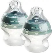 [Tommee Tippee] Closer to Nature Soft Feel Silicone Newborn Baby Bottles, Slow Flow Breast-Like Teat with Anti-Colic Valve, Stain and Odour Resistant, 150ml, Pack of 2, 0 Months+