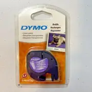 Dymo 16952 Letratag CLEAR Label Maker Tape Refill 1/2''x13' / 12mm x 4m - NEW