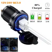 12V-24V QC3.0 USB Fast Charger Socket Car Motorcycle Boat Power Outlet Adapter (for: Volvo)