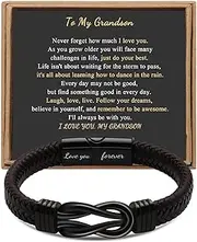 [LOZTBUE] Bracelet Son, Son, Son from Mother, Mother and Son, Leather Bracelet for Men, Birthday Son