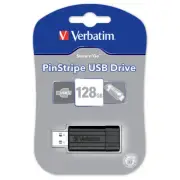 Verbatim Corporation 49071 128Gb Flash Drive Usb 2.0 Black Sliding Pinstripe