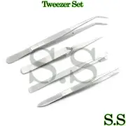 4pc Tweezers - Craft Jewelry Beauty Nail Art Hobby Picking Tool DS-2270