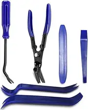 Upgraded 6PCS Car Trim Removal Tool Kit with Bag, Alloy Trim Clip Removal Plier Pry Tool Kit for Auto Door, Car Panel No-Scratch POM Material Fastener Remover Trims Clip Remover Automotive Trim Tools