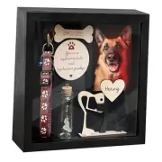 8.6'' Pet Memorial Gift Shadow Box Black Collar Holder Picture Frame Pet Dog