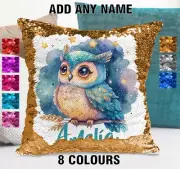Owl Cushion Cover Sequin Throw Pillow Flip Sequins Personalised