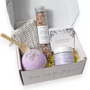 Natural Amor Lavender Spa Gifts for Women, 5pcs Handmade Spa Gift Box for Women,