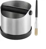 [CHDEXU] Coffee Grounds Knock Box, Small Stainless Steel Espresso Coffee Knock Box, Coffee Grind Knock Out Box with Removable Knock Bar and Coffee Brush, Coffee Grounds Container with Non-Slip Base