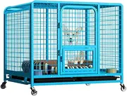 PORIYA 36" Dog Cage Crate,Large Kennel Pet Cage with Removable Tray&4 Rollers,Foldable Cat Puppy Metal Cage Playpen (Blue)