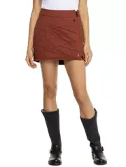 $130 Smartwool Women's Smartoft Pull On Quilted Travel Skirt-Pecan Brown-Large