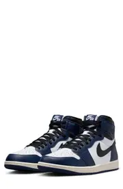 Air Jordan 1 Retro High Top Sneaker in Midnight Navy/Black/White at Nordstrom, Size 4