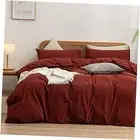 Duvet Cover Set 100% Washed Queen (90" x 90") Fired Brick Red (No Comforter)