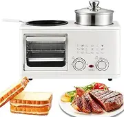 4-in-1 Breakfast Machine, 1200W Toastie Maker with Oven, Frying Pan, Steamer Multifunctional, 60 Min Timer, Sandwich Maker with S Type Double Heating Tube, Household Oven for Office, Home