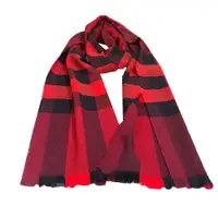 在飛比找PChome24h購物優惠-BURBERRY經典格紋羊絨混紡混紡披肩/圍巾 (紅黑 )