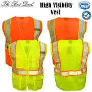 Hi Vis High Visibility Reflective Tape ANSI Class 2 Safety Work Mesh Back Vest