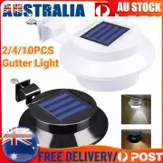 2-10 Packs Waterproof Solar Powered LED Outdoor Gutter Lights with Brackets Lamp