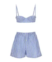 Philosophy Di Lorenzo Serafini Striped Bra Short Set IT40,IT44 LightBlue