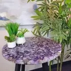 42" Amethyst Round Side Table Top for Antique Modern Interior Bedroom Decor