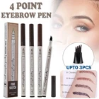 Microblading Eyebrow Pen Waterproof 3D Eyebrow Tattoo Fork Pen Pencil 4Tip Brow