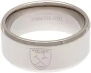 West Ham United FC Band Ring (UK Size: Small) (Silver)