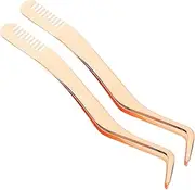 Baluue Ergonomic Handle Eyelash Tweezers Comb Set 2 in 1 Lash Tweezers for Easy Applicati