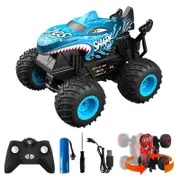 Remote Control Car, 2.4 GHz Shark Monster Trucks for Boys Girls, All Terrain RC Cars for Kids 3 4 5 6 7 8 with Batteries, Light & Sound D