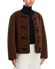 Aqua Cropped Faux Fur Toggle Jacket - Exclusive