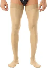 [Moggemol] Men's Oil Silky Thin Socks Sheer Transparent Business Dress Extra Long Thigh High Socks