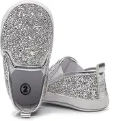[HONGTEYA] Baby Boy Girls Sequin Crib Shoes Toddler Casual Glitter Moccasins Shoes Kids Sneakers