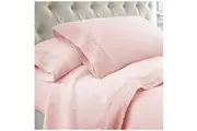 Kingtex 1500 Thread Count Crochet Lace Microfibre Sheet Set Double Rose Pink/ Rose Pink