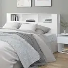 Wooden Headboard with Bed Storage Shelf Rack Head Bedhead White King Size 200cm