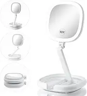 Lighted Makeup Mirror, Beautifive Double Sided Magnifying Mirror, Vanity Mirror with Lights, Smart Design with Brightness & Angle & Height Adjustability, Folding Compact Mirror, LED Mirror for Travel