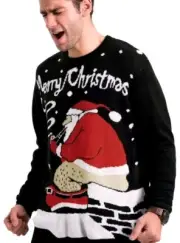 Arvilhill Christmas Men Longsleeve Knit Funny Sweatshirt Pullover. X-Large Black