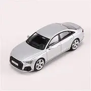 Scale Finished Model Car 1:64 Scale for Audi S8 D5 Simulation Alloy Car Model Exquisite Collection Car Souvenir Die-cast Vehicle(Silver)