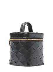 BOTTEGA VENETA $1550 Black Intrecciato Vanity Case New And Authentic