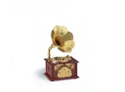 Brown Phonograph Wind-Up Music Box With A Storage Drawer Vintage