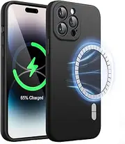 JETech Magnetic Silicone Case for iPhone 14 Pro Max 6.7-Inch, Compatible with MagSafe, Phone Cover with Camera Lens Full Protection (Black)