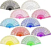 QIRMIZI 10 Pack Folding Fans – Handheld Spanish Style Fans,Bulk Hand Fans for Wedding, Tea Party, Dance, Church,Performance, Home Decorations, Festival, Gift,Mixed