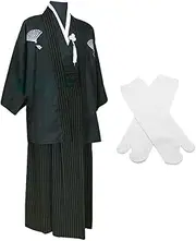 [Elibelle] Japanese Kimono Samurai Hakama Bushi Mens Uniform with Tabi Socks Set(CHF010)