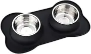 Dog Bowls Stainless Steel Dog Bowl with Non Spill Skid Resistant Silicone Mat 14/28 oz Double Pet Bowls Feeder Bowl for Dogs Cats and Pets (Medium)