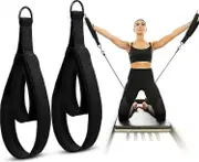2 Pcs Pilates Double Loop Straps for Reformer Feet Fitness Equipment Straps Yoga Pilates Equipment D-Ring Exercise Strap for Home Gym Workout