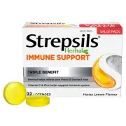 Strepsils Lozenges Herbal Immune Support Honey & Lemon X 32