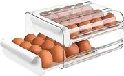 Large Capacity Egg Holder for Refrigerator, Egg Storage Container Organizer Bin, Clear Plastic Storage Container, Egg Fresh Storage Box with Handles, Egg Fresh Storage Box for Fridge (2 Layer) White