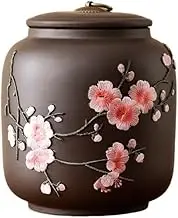 Decorative Large Retro Purple Clay Tea Canister With Lid Creative Plum Blossom Sealing Jar For Tea, Coffee, Nuts, Herb Container