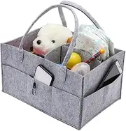 Baby Diaper Caddy Organizer Portable Diaper Baby Wipes Nappy Toys Storage Bag Felt Cloth Nursery Storage Bin Nappy Changing Organizer Car Travel Organizer for Mom Newborn Kids Child